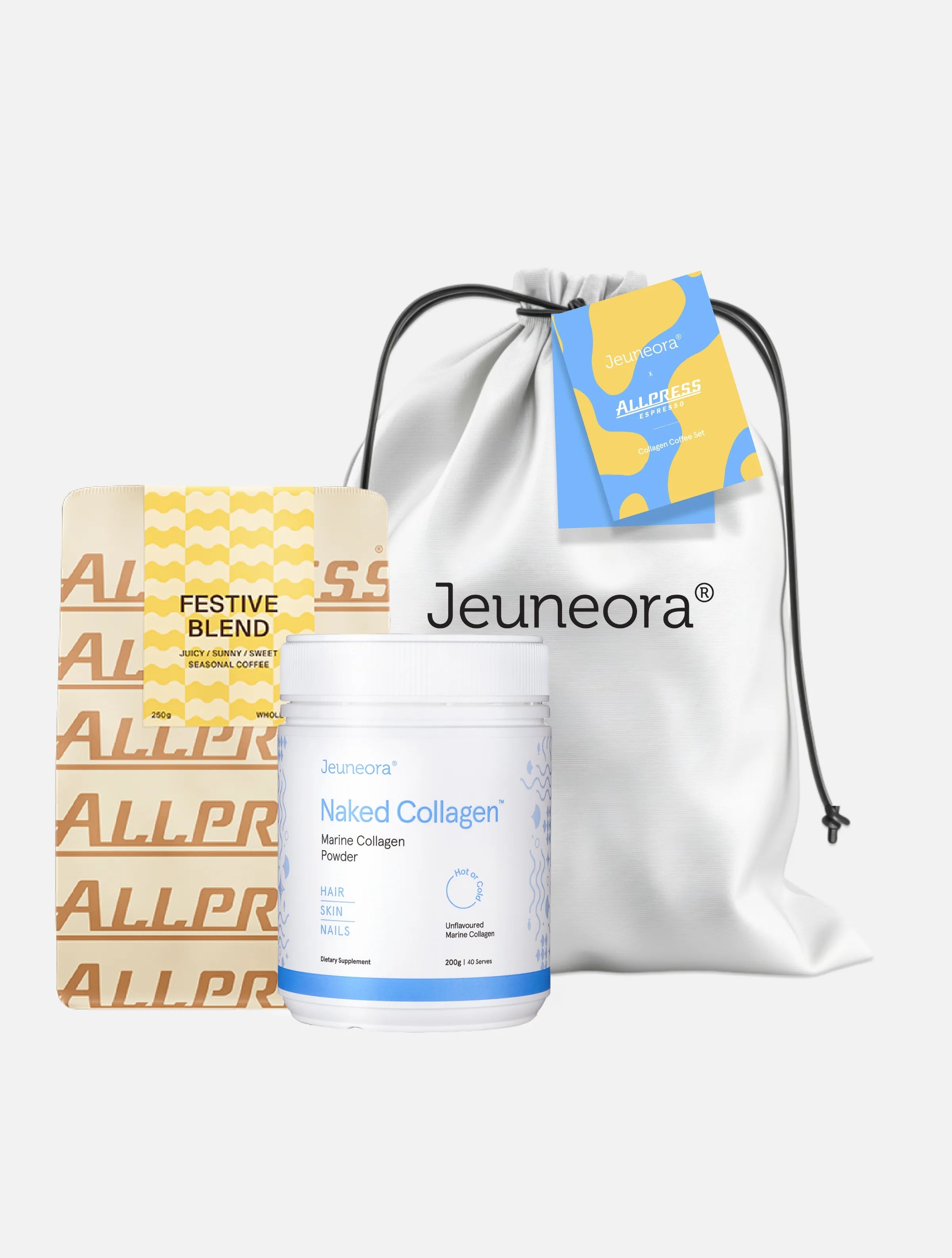 Jeuneora and Allpress christmas gift set collab