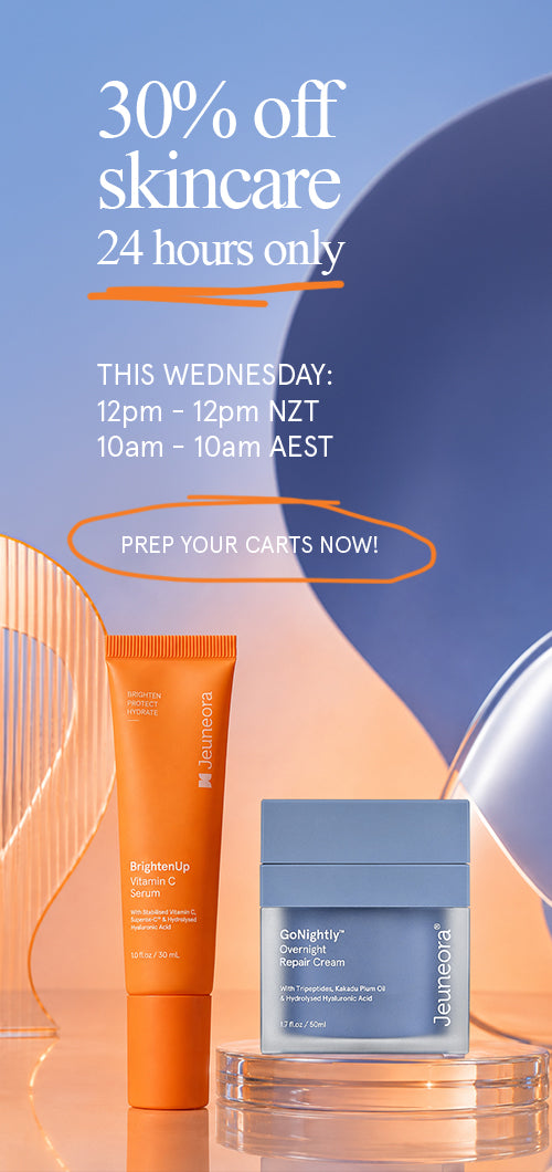 30% off skincare - 24 hours only - this Wednesday 12pm NZT / 10am AEST - prep your carts now